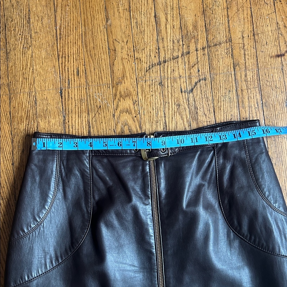 Vintage Brown Leather Skirt with Belt - Picture 3 of 7